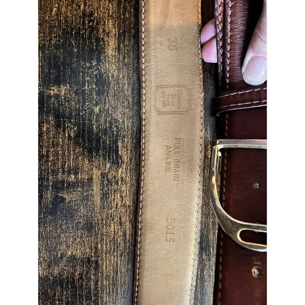 Vintage Christian Dior Full Grain ANILINK Belt 36 Classic D Buckle 5013